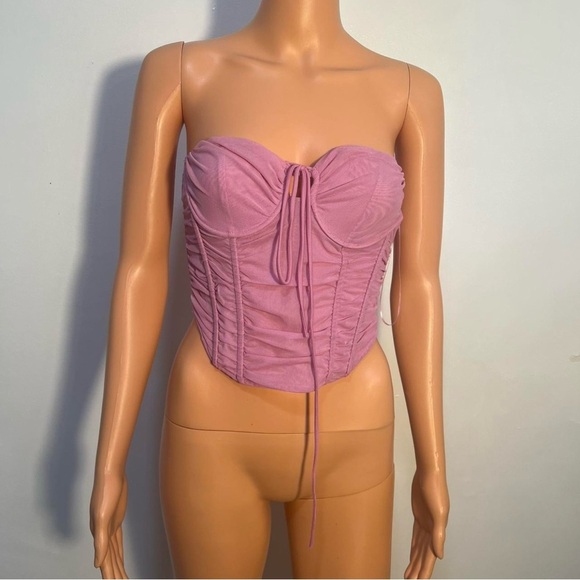 Zara Tops - Zara Pink Mesh Detail Top